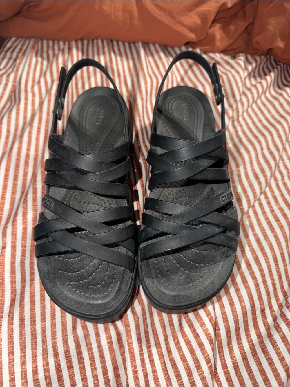 CROCS Women's Black Strappy Slingback Sandals